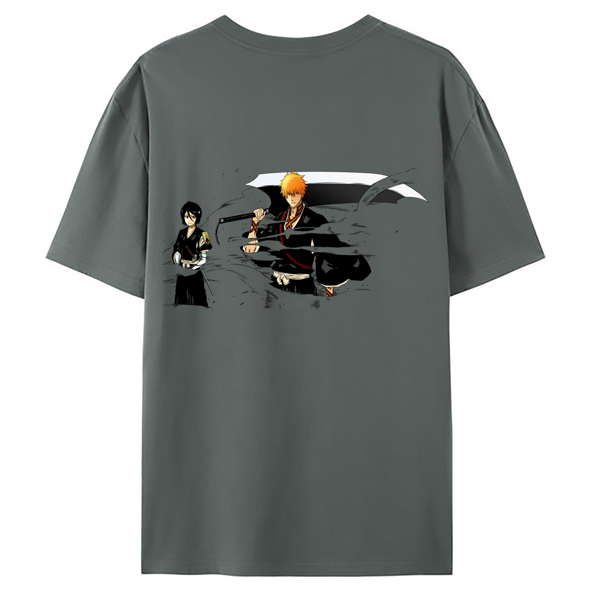 （画像用） ブリーチ 黒崎一護（くろさき いちご）BLEACH Kurosaki Ichigo 綿100％ メンズ半袖Tシャツ（バックプリント） 通気性